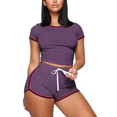 China Breathable Wholesale Workout Apparel Tight Tops And Shorts 2 Piece Yoga Wear For Women Sport Wear Set for sale