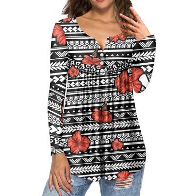 China Breathable Printed Custom Plus Size Blouses Ladies Loose Women Blouse Long Sleeve for sale