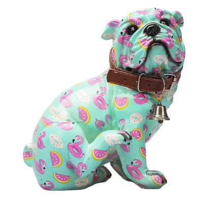 China Europe Decor Cute Home English Bulldog Statue Modern Resin Dog Sculpture Art Crafts Factory Drop Shipping for sale