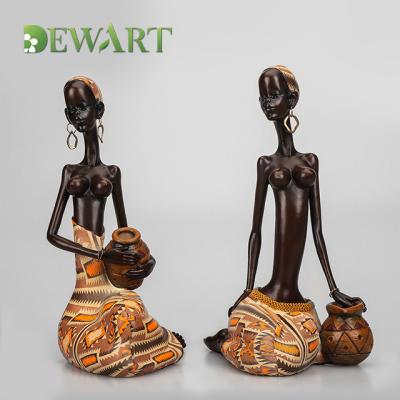 China Hot Selling Africa Girl Resin Figurines Black Women Statue African Nude Home Office Decor African Lady Sculpture Crafts for sale