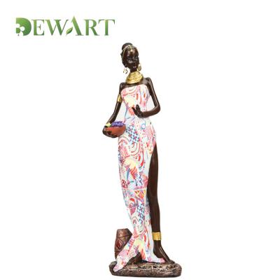 China Wholesale Polyresin African Women Sculpture Africa Gifts Crafts Black Culture African Resin Home Decor Lady Figurines for sale