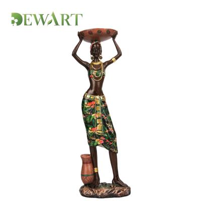 China High Quality Regional Custom Made Black Lady Figurines African Home Decor Africa Resin Women Sculpture for sale