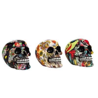 China Europe style polyresin Mexican skull sculpture opens the day of the dead statue resin decor skull figurines human ornaments for sale