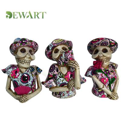 China Europe Promotional Custom Large Small Decorative Skull Figurine Head Statue Toy Doll Wholesale Resin for sale