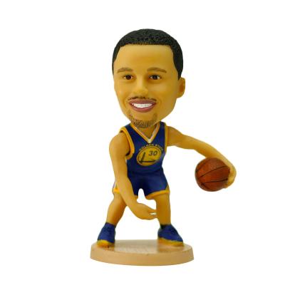 China Realistic Custom Sports Star Shake Basketball Player Decor Dashboard Toys Basketball Player Curry Bobblehead Head Number for sale