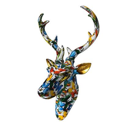 China Art Decor Modern Animal Wall Hanging Resin Deer Head For Wall Decoration for sale