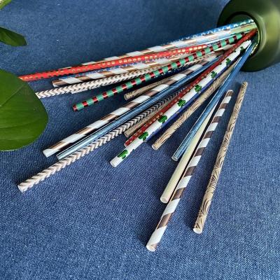 China Paper Custom Printed Paper Straws Rose Gold Straw Christmas Disposable Straw for sale