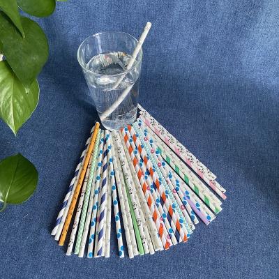 China Hot Sale Kid Paper Straws Paper Straws Eco Friendly Biodegradable Printed Straws 6mm*230mm for sale