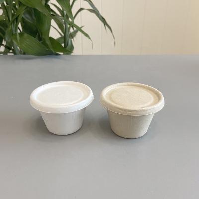 China 4oz Biodegradable Sauce Cup With Lid Party Bagasse Sauce Cup Compostable Sauce Cups for sale