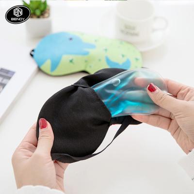 China New Hot Eco-friendly Wholesale Custom Made Polyester Travel Sleep Gel Eye Mask Eye Cover With Cooling Pad for sale