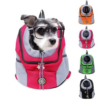 China Eco-Friendly Amazon Folding Outdoor Dog Cat Carrier Bag Mesh Breathable Double Shoulder Portable Travel Backpack for sale