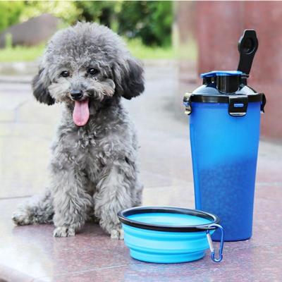 China Portable Viable Amazon Puppy Pet Water Bottle Feeder With Collapsible Dog Cat Food Bowl For Outdoor Travel for sale