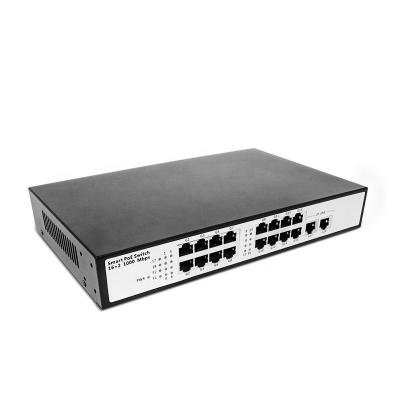 China POE Manufacturing Price 48V 10/100/1000Mbps Port Ethernet POE Switch 16 Gigabit for sale