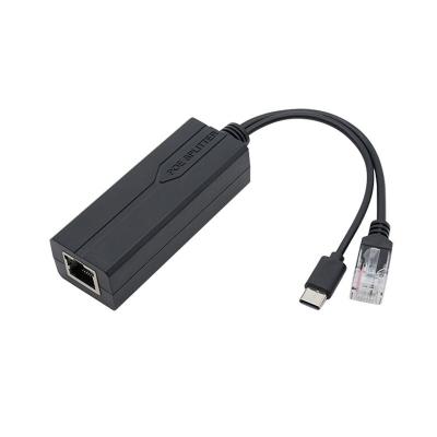 China POE Type-C 10/100Mbps interface 48V to 5V shaking main machine network cable to USB power supply module Poe splitter for sale