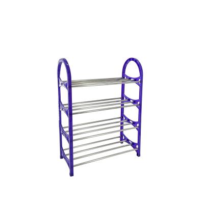 China Minimalist Easy To Disassemble Stainless Steel Shoes Rack Machines Space Saving Metal Wholesale Free Assembled Door Shoe Storage Shelf for sale