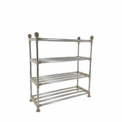 China Minimalist Easy To Disassemble Stainless Steel Shoes Rack Machines Space Saving Metal Wholesale Free Assembled Door Shoe Storage Shelf for sale