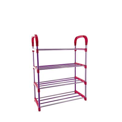 China Minimalist Easy To Disassemble Stainless Steel Shoes Rack Machines Space Saving Metal Wholesale Free Assembled Door Shoe Storage Shelf for sale