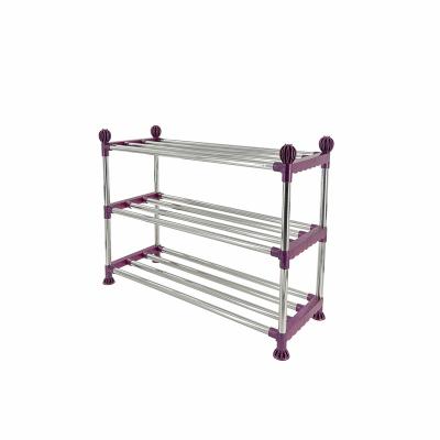 China Minimalist Easy To Disassemble Stainless Steel Shoes Rack Machines Space Saving Metal Wholesale Free Assembled Door Shoe Storage Shelf for sale