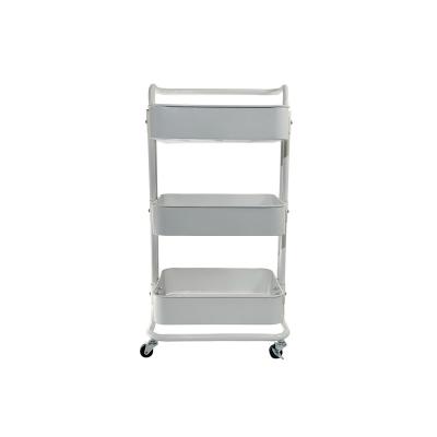 China Durable Direct Wholesale Household Convenient Three Layers Rolling Trolley With Railing for sale