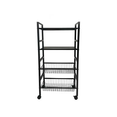 China 4 Tier Mesh Wire Rolling File Organizer Cart Kitchen Storage Sustainable Utility Cart On Wheels for sale