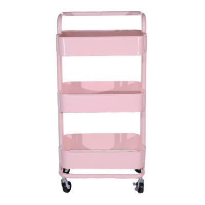 China Nordic Durable Small Rolling Cart Rack Bath Organizer Craft Rotating Basket Stretch Roll Cart Kitchen Basket Cart With Basket for sale