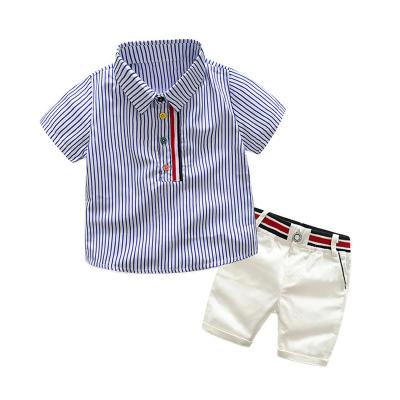 China Smart Casual boutique fashion boys clothes summer gentleman outfits infant New Boys 2- pieces Set Short-Sleeved T-shirt Elastic Shorts Set for sale