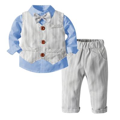 China Smart Casual Hot-selling Wholesale Kid Boy Gentleman Clothes Suit Autumn Party bowknot kids body suit three-piece children suit boy for sale