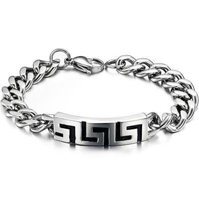 China Hotlife Fashion 316L Stainless Steel Trendy Bangle Greek Key Bracelet for sale