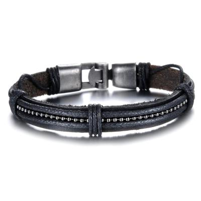 China New Design Fashion Style Bracelet TRENDY Handmade Leather Bracelet Men's Leather Bracelet for sale