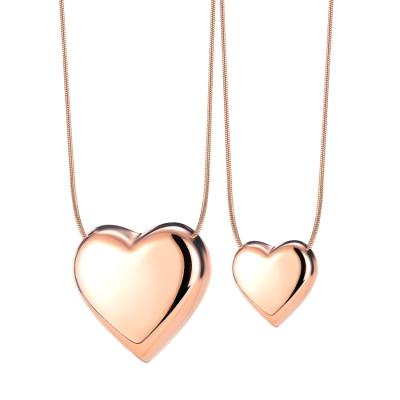 China Romantic Women Fashion Heart Pendant Necklace Rose Gold Heart Stainless Steel Couples Pendant Necklace for sale