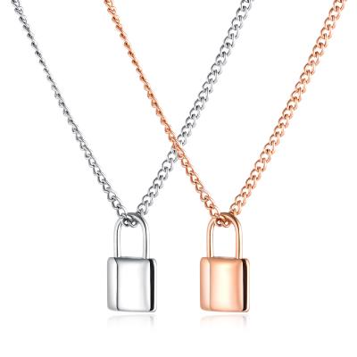 China 2021 New 18K Gold Sliver Color Necklace Set Arrived TRENDY Lock Pendant For Necklace Couples Set Necklace for sale