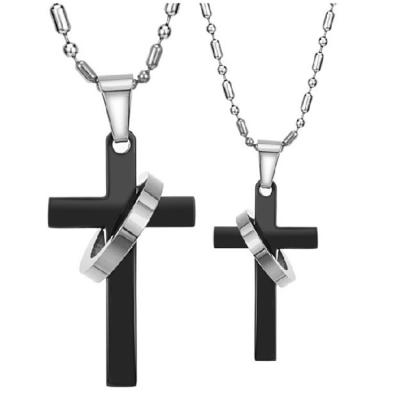 China 316L Stainless Steel Religious Couples Pedant Necklace Men Pendant Cross Necklace for sale