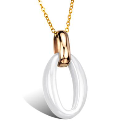 China New Design Trendy Gold Chain Necklace With Ceramic Pendant Necklace for sale