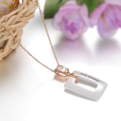 China Latest Trendy Charm With White Ceramic Photo Frame Pendant Necklace for sale