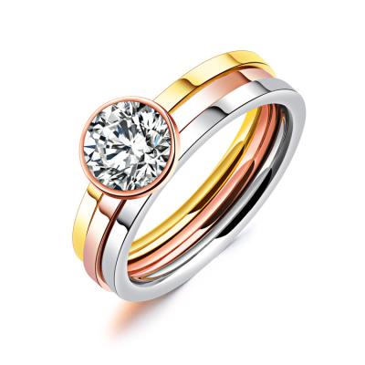 China 2018 Fashionable Wedding Ring CZ Gold Plating Jewelry Triple Ring Best Selling Ring for sale