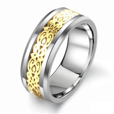 China FASHIONABLE High Quality Men's Ring China Manufacturer Gold Plated Tungsten Carved Ring for sale