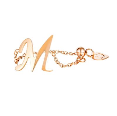 China Lead Free Nickel Free Trendy Capital Letter M Rose Gold Chain Ring For Women for sale