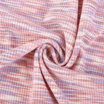 China Custom printed stretch 205gsm polyester spandex rib tank top knit elastan fabric for dress sweater for sale