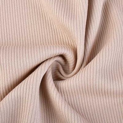 China Stretch knit fabric manufacturer 95%polyester 5%spandex double sides rib stretch stripe fabric and textiles for clothing for sale