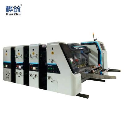 China Automatic corrugated food box machine pizza box printing machine with rotary die cutter printer machine for corrugated box for sale