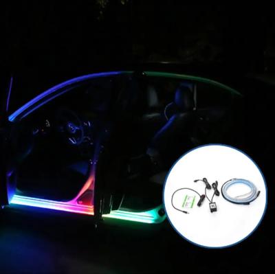 China Universal APP/Remote Control Auto Car RGB Atmosphere Ambient Light Car Decorative Door Warning Light Flexible Flowing for sale