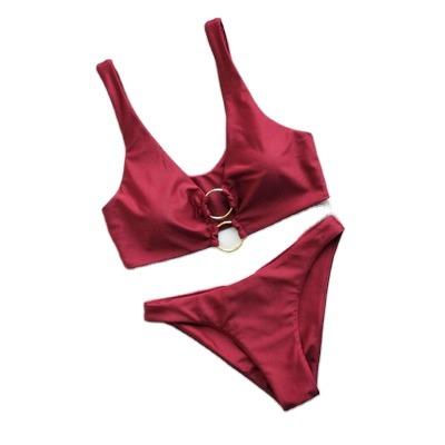 China Breathable Hot Bikini Sexy Simple Red Metal Ring Ins Style Women's Split Swimsuit for sale