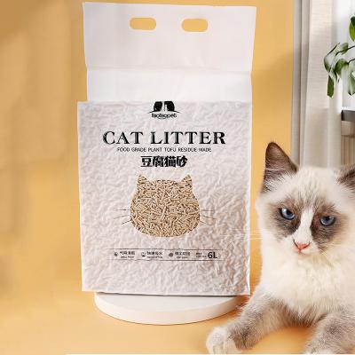 China Hot Sale 6L Viable Strong Clumping Band Shape Degradable Tofu Cat Litter Sand for sale