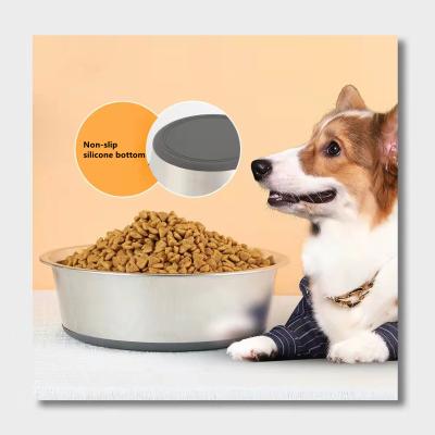 China Sustainable Wholesale Stainless Steel Feeder Bowls Dog Food Feeding Bowl Anti-Slip Design With Ridges for sale