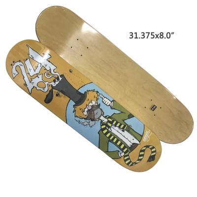 China Canadian Maple 7 Ply Canadian Maple Wood Skateboard Cold Pressed Printing Deck for sale