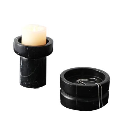 China Modern Nordic Marble Candlestick Holder Natural Marble Candle Holder for sale