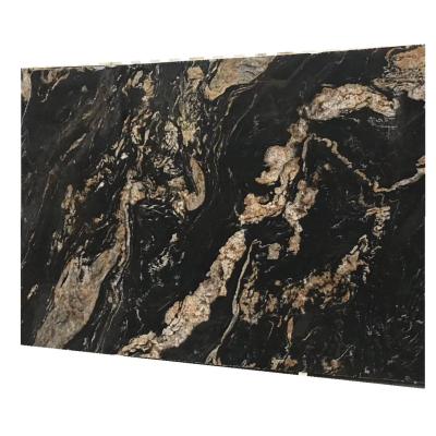 China Modern Most Popular Brazilian Black Gold Granite Slab Granite Kitchen Countertops for sale