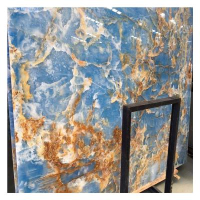 China Modern Translucent Marble Backlit Panel Blue Onyx Marble Slab for sale