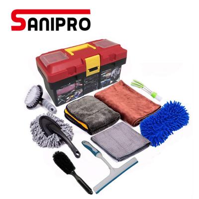 China Hot Selling Sanipro Amazon Portable Hand Carry Kit Wash Brushes Window Water Cleaning Wash Blade 10 PCS Set Care Package Care Tools for sale