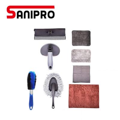 China Sanipro Handheld Vehicle Wash Perfect Kit Car Wash Kit Set 10 Pack Water Scraper Duster Sweep Microfiber Cloth Towel Cleaner for sale